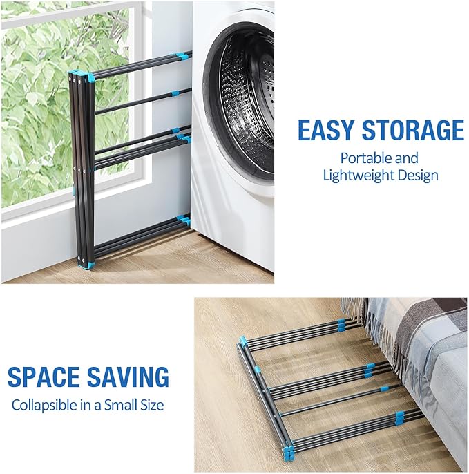 APEXCHASER Clothes Drying Rack, 3-Tier Laundry Drying Rack for Clothes, Expandable Metal Clothing Dryer, Collapsible Towel Rack, Air Drying Rack, Graphite-CubbioJoy