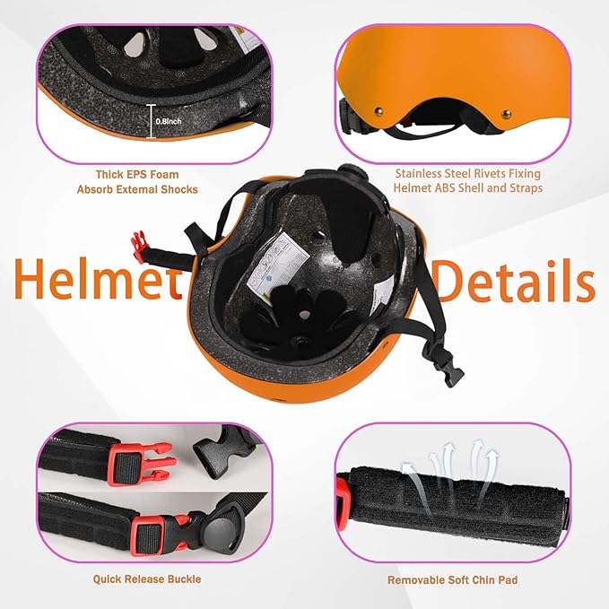 Kids Bike Helmet Set Adjustable Helmet for Ages 3-15 Kids Toddler Boys Girls Youth, Multi-Sport Bicycle Skateboarding Football Rollerskating Scooter Rollerblade Balance Bike Helmets-CubbioJoy