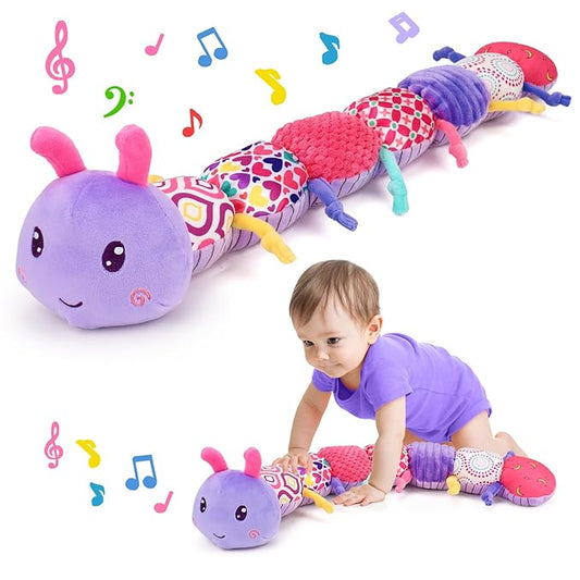 Baby Girl Toys 0-3-6 Months Musical Stuffed Animals Plush Caterpillar Toy with Crinkle Rattles Tummy Time Sensory Learning Toys for Infants 6-9-12 Months Newborn Girls Boys Essentials Shower Gifts 1-CubbioJoy