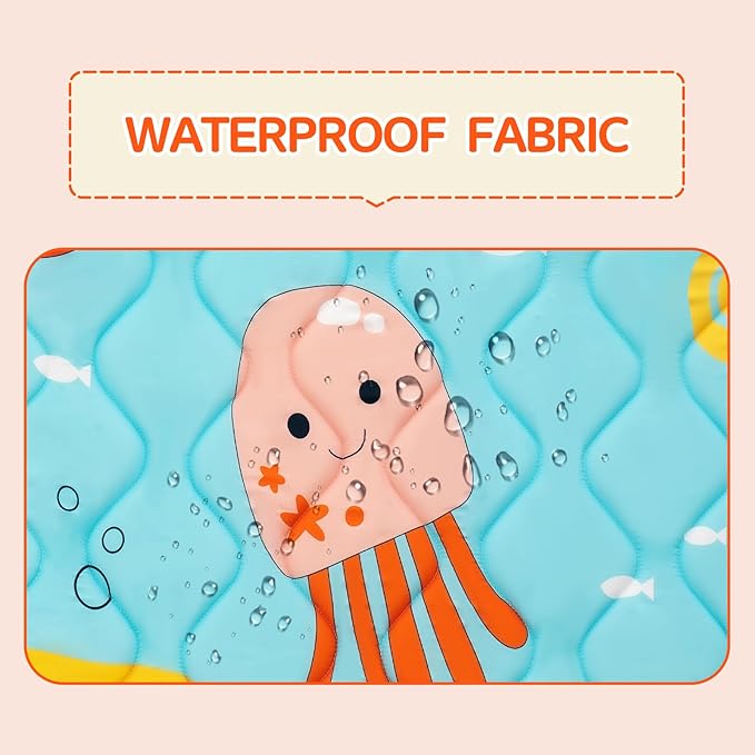 Baby Play Mat - Thicken 71x59 Inch Soft Foam Crawling Mat for Playpen & Floor, Non-Slip Waterproof Playmats for Infants & Toddlers, Portable Foldable & Machine Washable, Ocean World-CubbioJoy