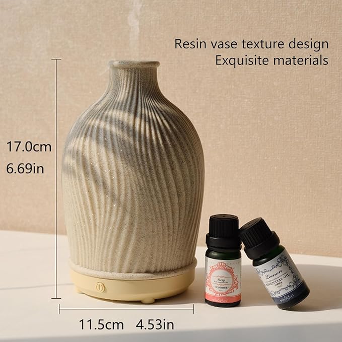Aromatherapy Essential Oil Diffuser Art Resin Aroma Diffuser with Warm Light 80ML Cool Mist Humidifier Waterless Auto Shut-off for Home,Baby Bedroom,Office-CubbioJoy