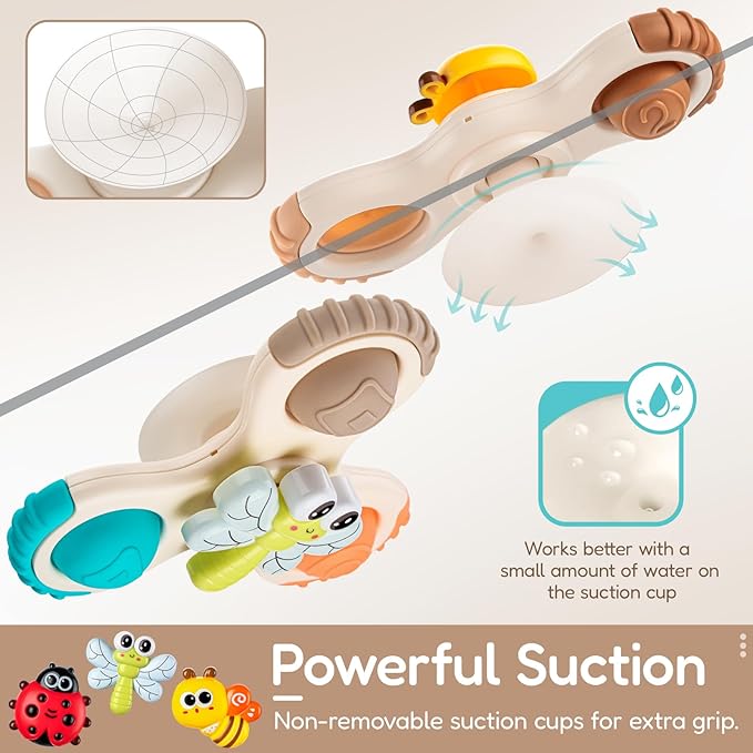 ALASOU 3PCS Pop Suction Cup Spinner Toys for 1 Year Old Boy Girl|Novelty Spinning Tops Toddler Toys Age 1-2|Sensory Baby Bath Toy for Toddlers 1-3|12 18 Months Boy Birthday Gift for Infant-CubbioJoy