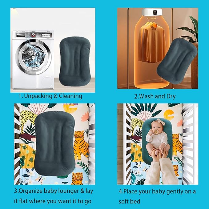 Baby Lounger for Newborns,Baby Nest & Floor Cushion,Soft Cotton,Portable Diaper Changing Pads for Boys & Girls 0-12 Months (Peacock Green)-CubbioJoy