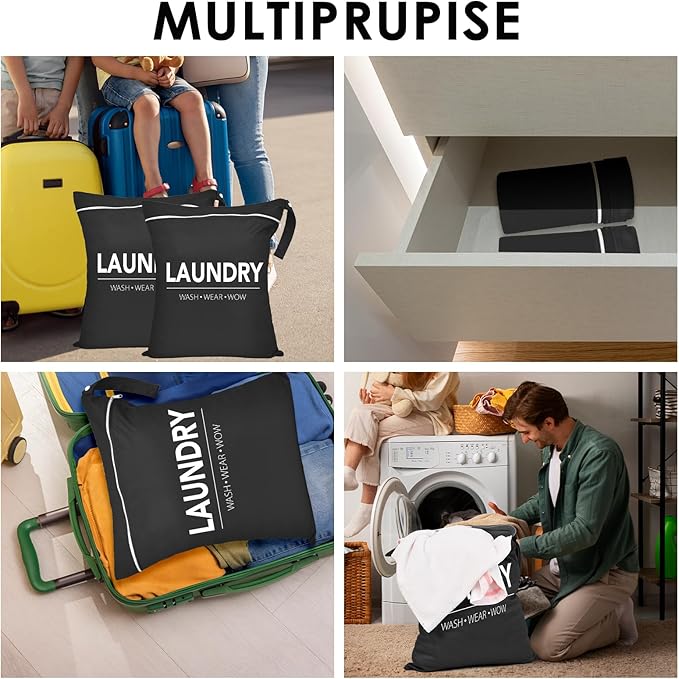 2 Pcs Large Travel Laundry Bag Waterproof Wet Dry Bag Washable Dirty Clothes Bag for Gym Clothes Laundry Wet Clothes Swimming Yoga-CubbioJoy