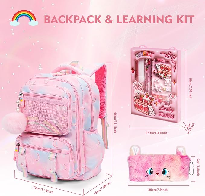 Aesthetic Kawaii Rainbow Backpack-CubbioJoy
