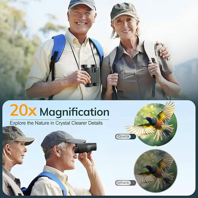 20x32 Compact Binoculars for Bird Watching - OPAITA High Powered Small Binoculars for Adults Kids with Low Light Vision for Hunting Cruise Trip Travel Concert Hiking Green-CubbioJoy