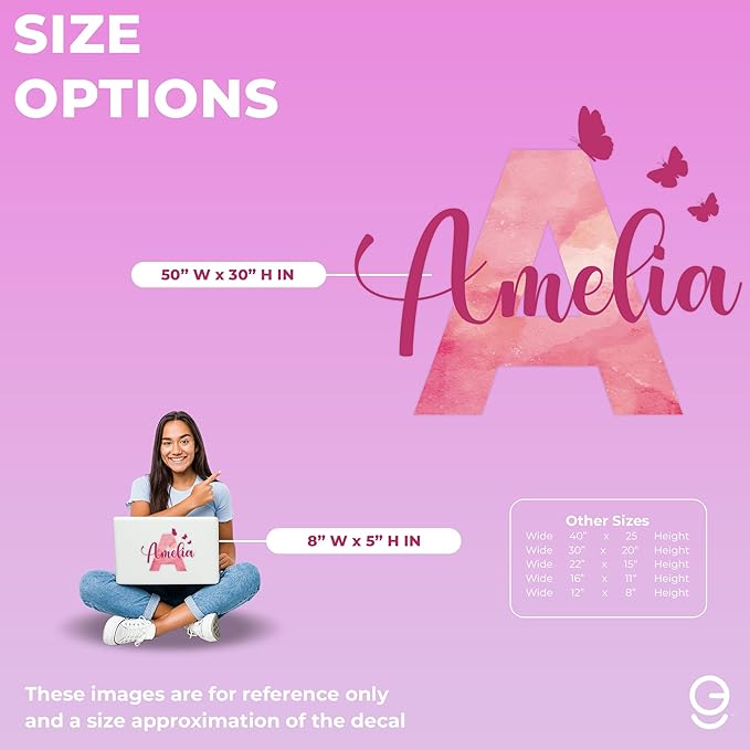 Custom Stickers Name Wall Decor I Personalized Name Sign for Room Decor | Multiple Custom Name & Initial I Decal for Baby Girl Nursery Decor I Nursery Wall Decal for Baby (C. Pink Sky)-CubbioJoy