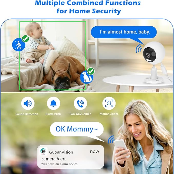 5G/2.4G Outdoor/Indoor Security Camera,1080P Baby/Elder/Dog/Pet Camera with Phone App, WiFi Baby Monitor, Motion Detection, Alarm Siren, Night Vision, IP66 Waterproof, Two-Way Talk, SD/Cloud-CubbioJoy
