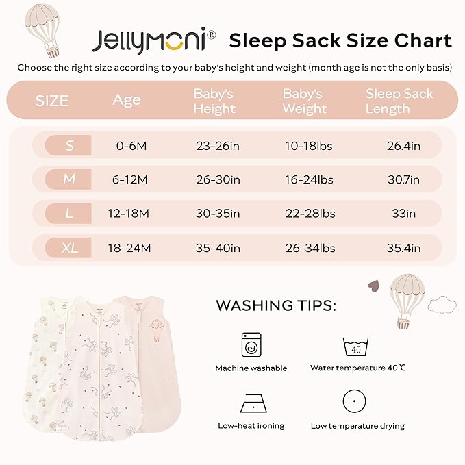 JELLYMONI Baby Sleep Sack 0-6 Months, 100% Cotton 3 Pack 0.5 TOG Baby Wearable Blanket Infant Sleep Sack with 2-Way Zipper Newborn Sleep Sacks-CubbioJoy