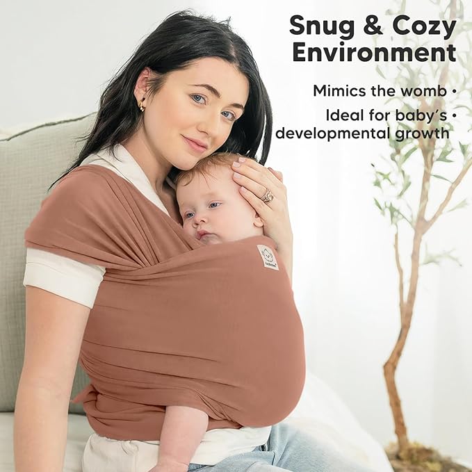KeaBabies Baby Wrap Carrier - All in 1 Original Baby Carrier Newborn to Toddler Sling, Easy to Wear, Hands Free Bonding, Lightweight, Breathable Infant Wraps (Terracotta)-CubbioJoy