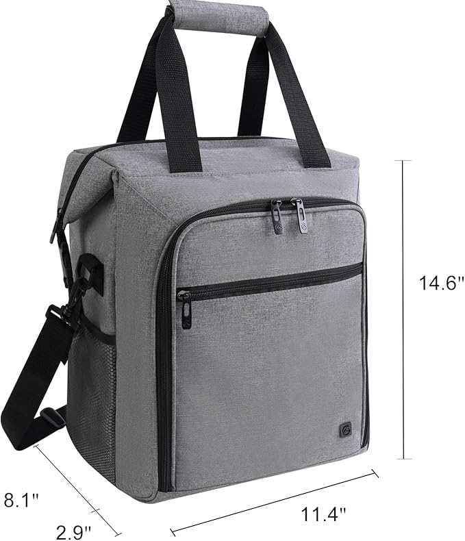 ALLCAMP 6 Bottle Wine Gift Bag - Insulated Tote Cooler, Adjustable Strap, Includes 6 Wine Glasses, Napkins & Corkscrew, Portable Travel Gifting(Gray)-CubbioJoy