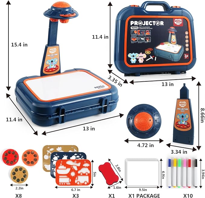 Drawing Kit 4-6, Drawing Projector for Kids, Art Sketch Projector Drawing and Tracing Include 64 Projection Image, Color Pen, Drawing Stencil, Kids Learn How to Draw Toys Set for Boys Girl Ages 3-5-CubbioJoy
