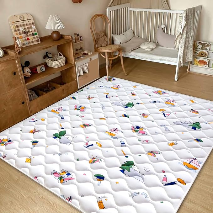 Baby Play Mat - 6ft X 4ft,Premium Thicker Foam One-Piece Crawling Mat, Machine Washable, Extra Large Anti-Slip Activity Playmat for Babies, Toddlers & Infants-CubbioJoy