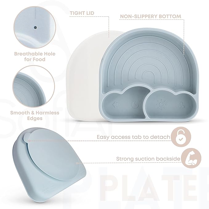 All In One Silicone Feeding Set - Safe for 6-12 Months - Non-Toxic Baby Led Weaning Supplies - Toddler Self Feeding Utensils - BPA-Free - Mess Free Essentials-CubbioJoy