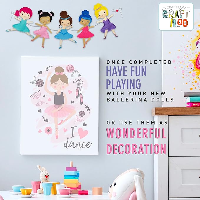 CRAFTILOO Ballerina Dancers Sewing Kit for Kids, Fun and Educational Craft Set for Boys and Girls Age 5-12, Sew Your Own Felt Ballerina Craft Kit for Beginners (Ballerina Kit)-CubbioJoy