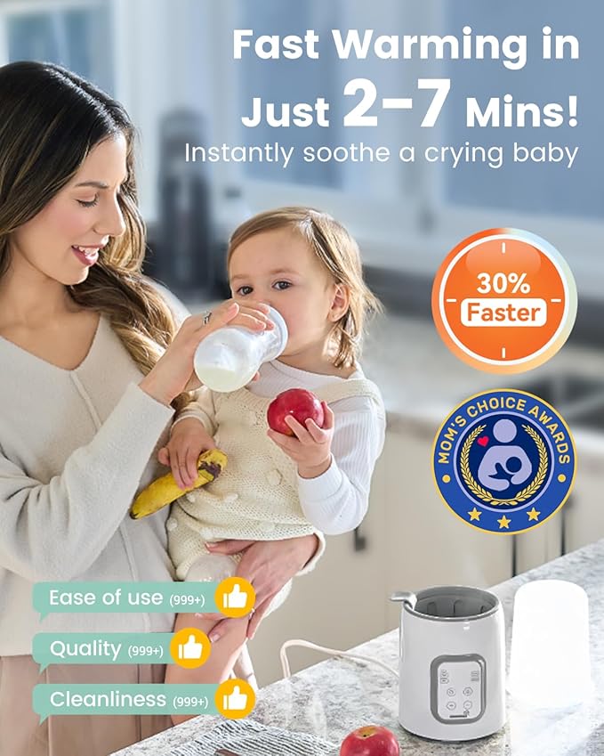 Bottle Warmer, GROWNSY 8-in-1 Fast Baby Milk Warmer with Timer for Breastmilk or Formula, Accurate Temperature Control, with Defrost, Sterili-zing, Keep, Heat Baby Food Jars Function-CubbioJoy