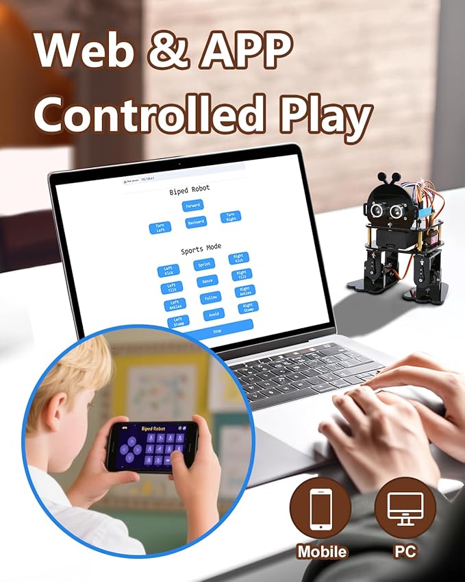 Biped Robot Kit STEM Toys Science Kit for Kids, Bionic Bipedal Robotics Programmable Coding Crafts Set for Arduino ESP32, Birthday Gift for Age 8-12 Boys Girls Teens-CubbioJoy
