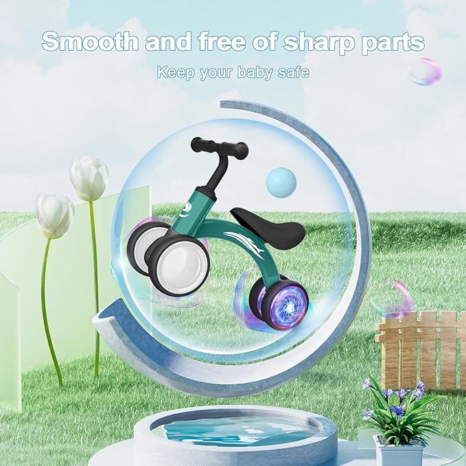 Colorful Lighting Baby Balance Bike Toys for 1 Year Old Boy Girl Gifts, 10-36 Month Toddler Balance Bike, No Pedal 4 Silence Wheels & Soft Seat First Riding on Toys, 1st Birthday Gifts-CubbioJoy