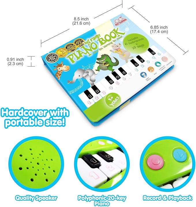 BEST LEARNING My First Piano Book - Educational Musical Toy for Toddlers Kids Ages 3-5 Years - Ideal 3, 4 Year Old Boy or Girl Birthday Present-CubbioJoy