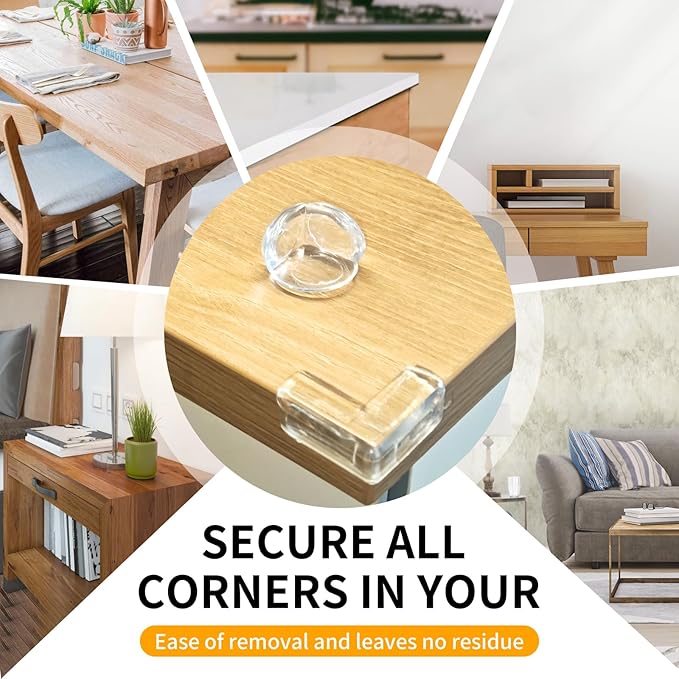 40 Pack Corner Protector Baby, 2 Shapes Baby Proof Corners and Edges, Clear Table Corner Covers Baby, Baby Corner Protector Guards, Corner Guards for Table Edges & Sharp Corners-CubbioJoy