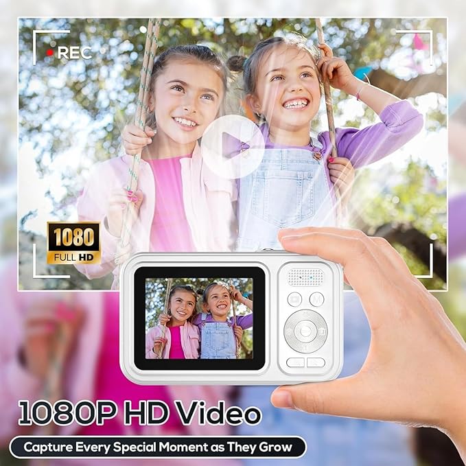 Digital Camera for Kids, WITYEAH 48MP FHD 1080P Point and Shoot Digital Cameras with 16X Zoom Anti-Shake, Compact Portable Cameras for Photography, for Boys Girls Teens Beginners,White-CubbioJoy