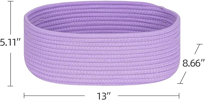Baskets Bins for Shelf Storage Organizing/Cute Basket to Store and Organize Household Items/Woven Rope Basket for Living Room, Bedroom,Playroom,3 Packs Purple Basket-CubbioJoy