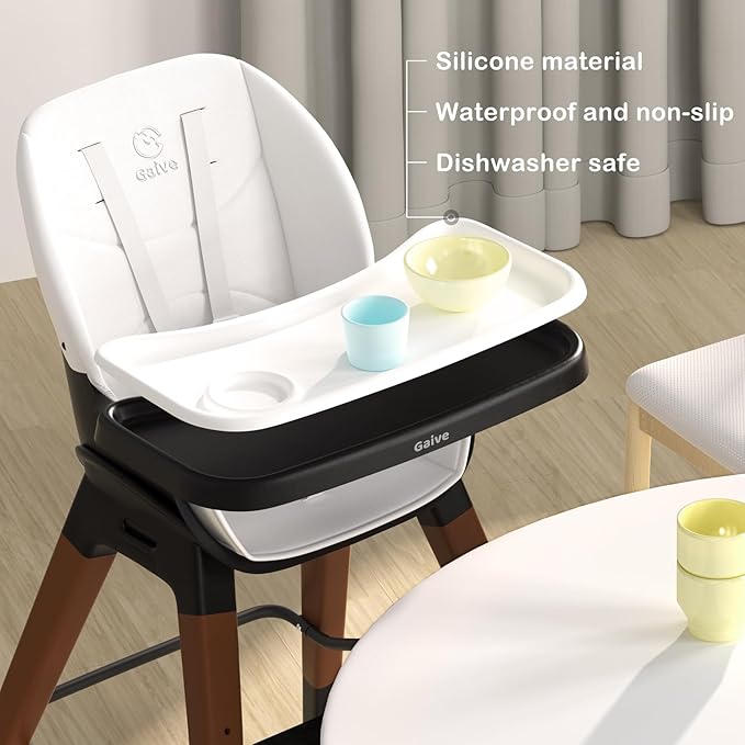8 in 1 Highchair, Convertible Wooden Baby High Chair with Tray, Adjustable High Chair for Babies and Toddlers, Easy to Clean, Grow with Family|Booster|Learning Table|High Stool-CubbioJoy