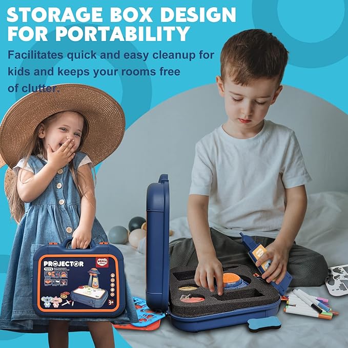 Drawing Kit 4-6, Drawing Projector for Kids, Art Sketch Projector Drawing and Tracing Include 64 Projection Image, Color Pen, Drawing Stencil, Kids Learn How to Draw Toys Set for Boys Girl Ages 3-5-CubbioJoy