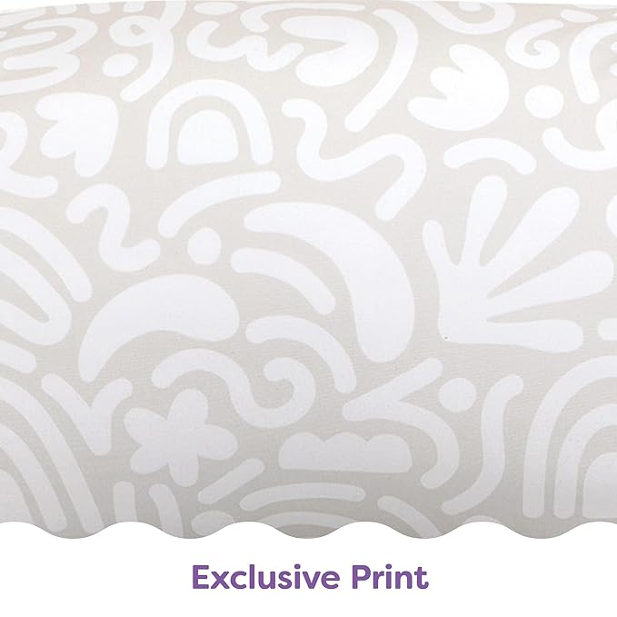 Boppy Nursing Pillow - Ergonomic Bottle & Breastfeeding Pillow with High, Firm, Large Area, Water-Repellent Cushion with Washable Cover; Baby Safety Alliance Verified - Cream Retro Squiggles-CubbioJoy