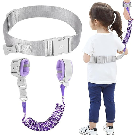 Accmor Toddler Leash with Reflective Baby Anti Lost Wrist Link, 2 in 1 Kids Walking Harnesses Belt Leashes with Key Lock for Girls Age 1-4, Keep Child Close Rope Tether for Outdoor Travel Purple-CubbioJoy