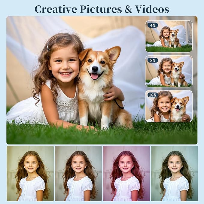 Digital Camera, Autofocus 4K 64MP Point and Shoot Digital Cameras for Teens with 64GB Card, 18X Zoom Anti-Shake Compact Video Camera for Student Kids Boys Girls Beginner - White-CubbioJoy