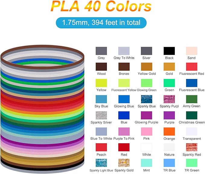 40 Colors PLA 3D Pen Filament Refills Compatible with SCRIB3D MYNT3D PIKA3D 3D Pen Most 1.75mm 3D Prining Pens NOT FIT 3Doodler Start Pen-CubbioJoy
