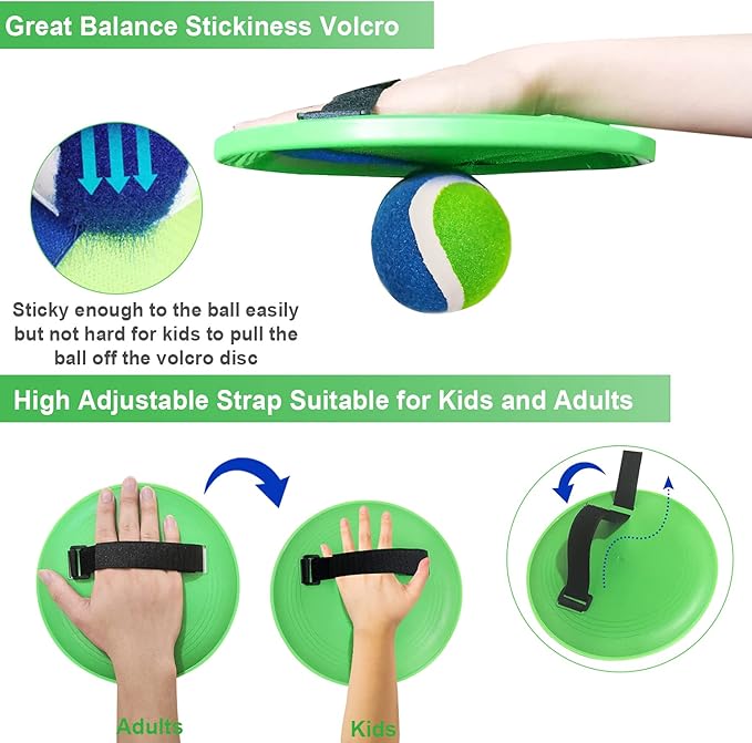 Jalunth Ball Catch Paddle Set Games - Beach Toys Pool Back Yard Outdoor Lawn Games Backyard Camping Toss Age 3 4 5 6 7 8 9 10 11 12 Years Old Boys Girls Kids Adults Family Christmas Easter Gifts-CubbioJoy