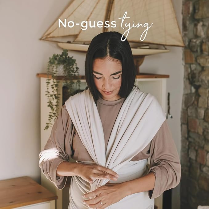 Boba Baby Wrap Carrier – Original Baby Sling Carrier for Newborns (7–35 lbs), Soft, Secure, Hands-Free & Ergonomic, Ideal for Comfortable Bonding, New Parents (Serenity Organic Stone)-CubbioJoy