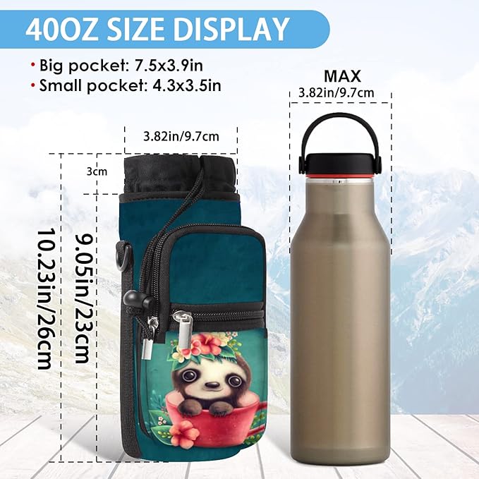 25/32/40/64oz Water Bottle Bag Holder Carrier-Insulated Crossbody Sling Case Sleeve with Strap & Pockets for Men Women Gym Cycling Travel Walking Hiking Camping-CubbioJoy