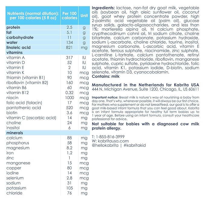 Kabrita Goat Milk-Based Infant Formula – 28oz – Pack of 2 – Natural, Gentle Baby Formula – European, Non-GMO – Ages 0-12 Months-CubbioJoy