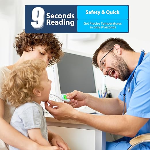 Boncare 9 Seconds Digital Basal Thermometer - Accurate Oral & Rectal Thermometer for Adults & Kids, Fever Alarm, Large Display (Blue)-CubbioJoy