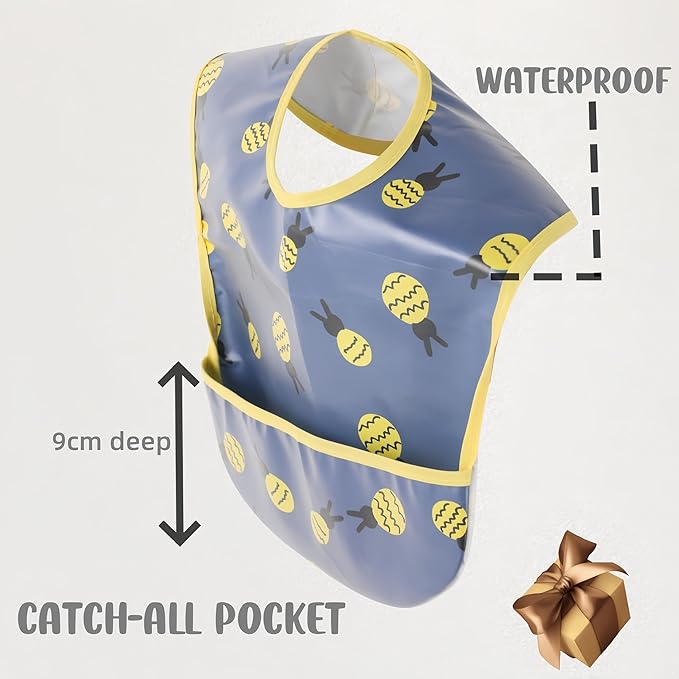 Baby bibs Waterproof Toddler bib - Feeding bib with Pocket for Infant Boy Girl Washable 6-36M-CubbioJoy