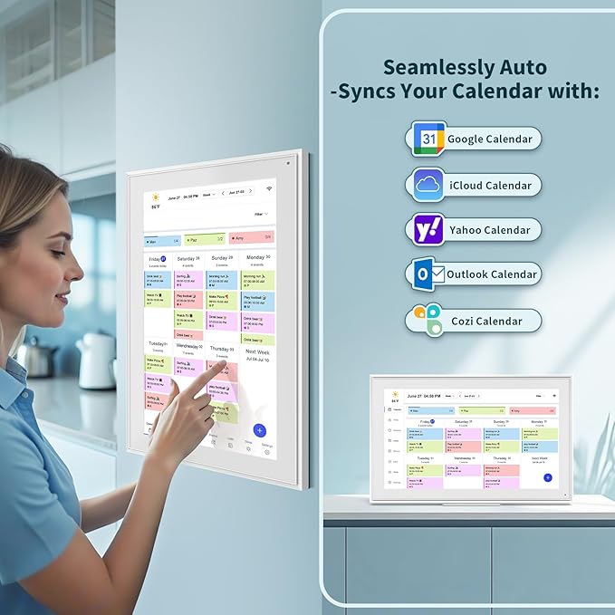 Digital Calendar, 15.6 Inch Wall Planner Digital Calendar & Chore Chart, IPS HD Touchscreen Interactive Display for Family Schedules, 2025 Calendar Share Photos/Schedules Instantly-CubbioJoy