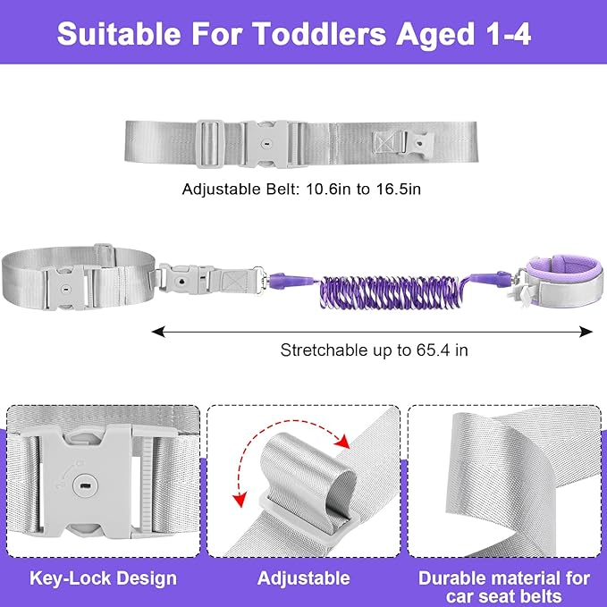 Accmor Toddler Leash with Reflective Baby Anti Lost Wrist Link, 2 in 1 Kids Walking Harnesses Belt Leashes with Key Lock for Girls Age 1-4, Keep Child Close Rope Tether for Outdoor Travel Purple-CubbioJoy