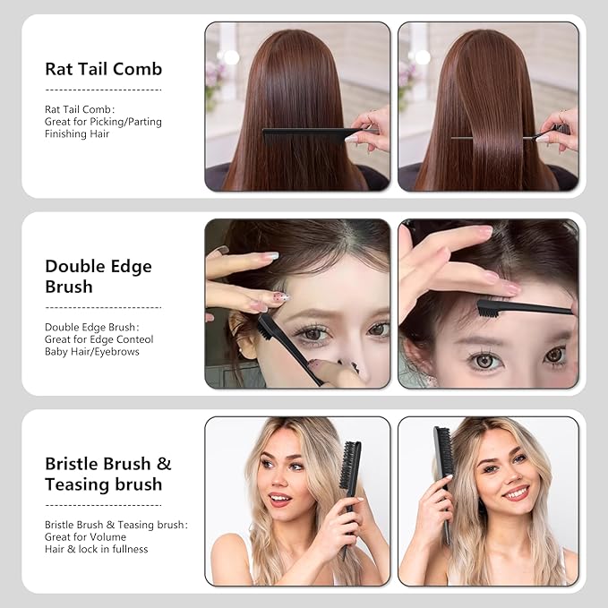 Curl Defining Brush, Curly Hair Brush, Slick Back Hair Brush, For Combing and Shaping Curls in All Hairstyles to Reduce Pulling (Black)-CubbioJoy