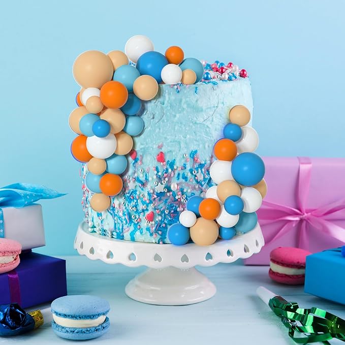 75 Pieces Cake Balls Topper Decorations Foam Cupcake Topper Mini Balloon Cake Topper Balls Cake Picks for Cake Deco Birthday Party Wedding（Orange,Yellow,Blue,White）-CubbioJoy