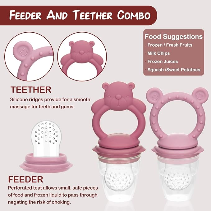 Baby Breastmilk Popsicle Molds & Baby Fruit Feeder (6 Pack), WAJIAYON Baby Food Freezer Tray Storage Containers, Silicone Teething Pacifier Feeder and Teether for Babies,Moss and Fawn Baby Feeder-CubbioJoy