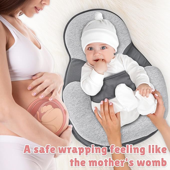 Baby Wedge Pillow for Infant with Safety Strap, Reflux Baby Pillow, Relief & Spit-Up Prevention, Removable Cover for Breastfeeding, Bottle Feeding-CubbioJoy