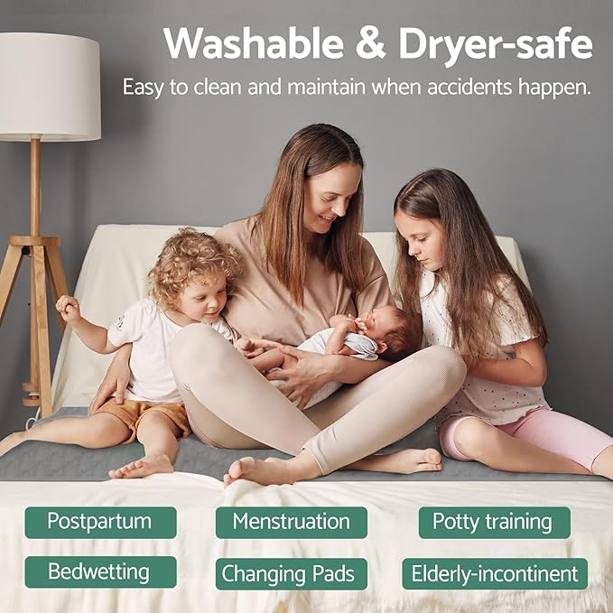 CoolShields Waterproof Bed Pads, 60" x 36" Washable Reusable Mattress Protector Bedwetting Pad for Incontinence-CubbioJoy