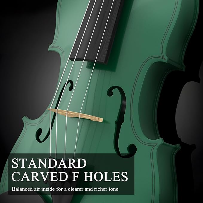 4/4 Beginner Violin Kit for Adults, Complete Full Size Violin Set with Portable Case, Bow, Rosin, Green-CubbioJoy