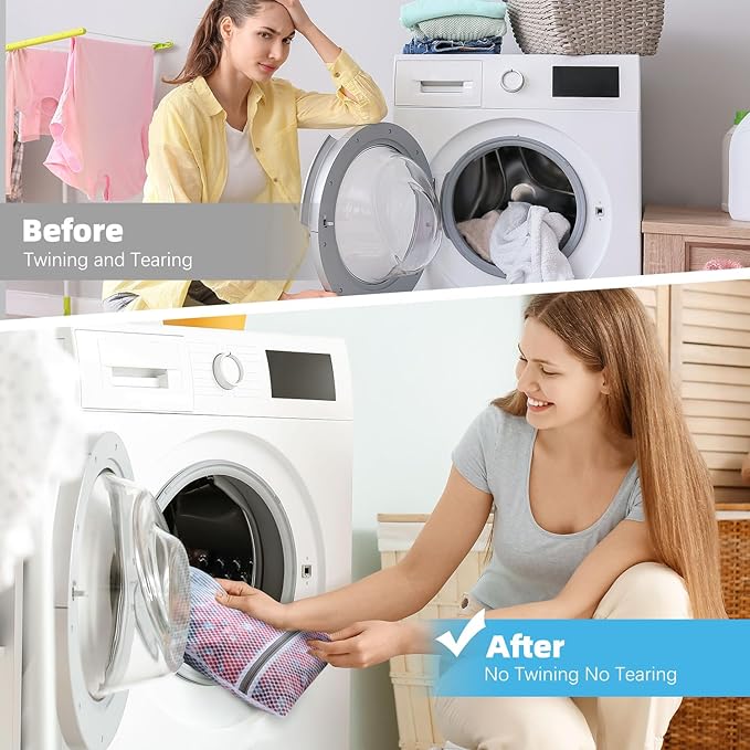 6-Pack Honeycomb Mesh Laundry Bags for Delicates - 12x16 Inches Medium Washing Bags for Bras, Lingerie, Socks, Baby Clothes - Gentle Wash Protection with Zipper Closure (6 Medium)-CubbioJoy