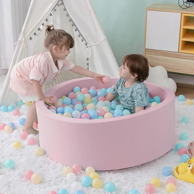 Ball Pit for Toddlers, 35.4"x 11.8" Foam Ball Pits, Indoor Soft Round Baby Playpen for Children, Ideal Gift for Toddlers, Pink, (Balls not Included)-CubbioJoy