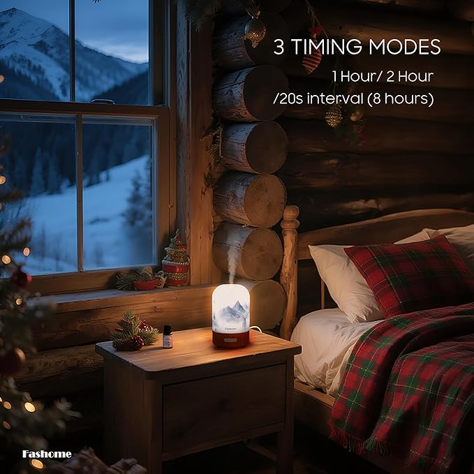 Aromatherapy Essential Oil Diffuser with Lavender Oils, 6 in 1 Ultrasonic 100ML Aromatherapy Scent Humidifier Vaporizer with Dense fine Mist, Timer, Auto-Off (Winter-Lavender)-CubbioJoy