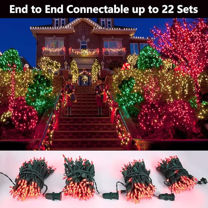 Brizled Red Christmas Lights, 33ft 100 LED Connectable Christmas String Light, 120V UL Certified LED Light String for Indoor & Outdoor, Xmas Tree, Garden, Party and Holiday Decoration-CubbioJoy